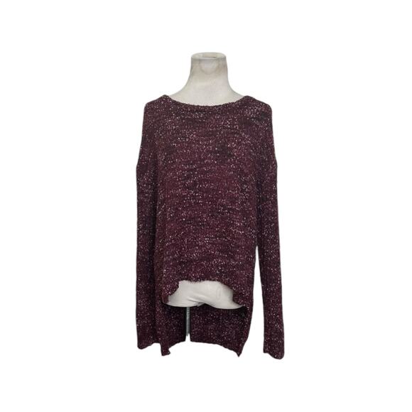 Target burgundy popcorn knit long sleeves high low sweater size Large - Picture 7 of 11